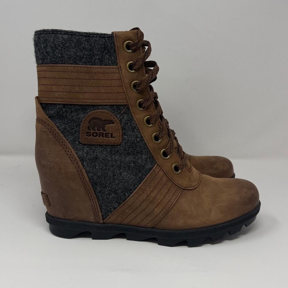 Sorel Women's Lexie Wedge Waterproof Leather Boots - Brown/Gray - Picture 3 of 8
